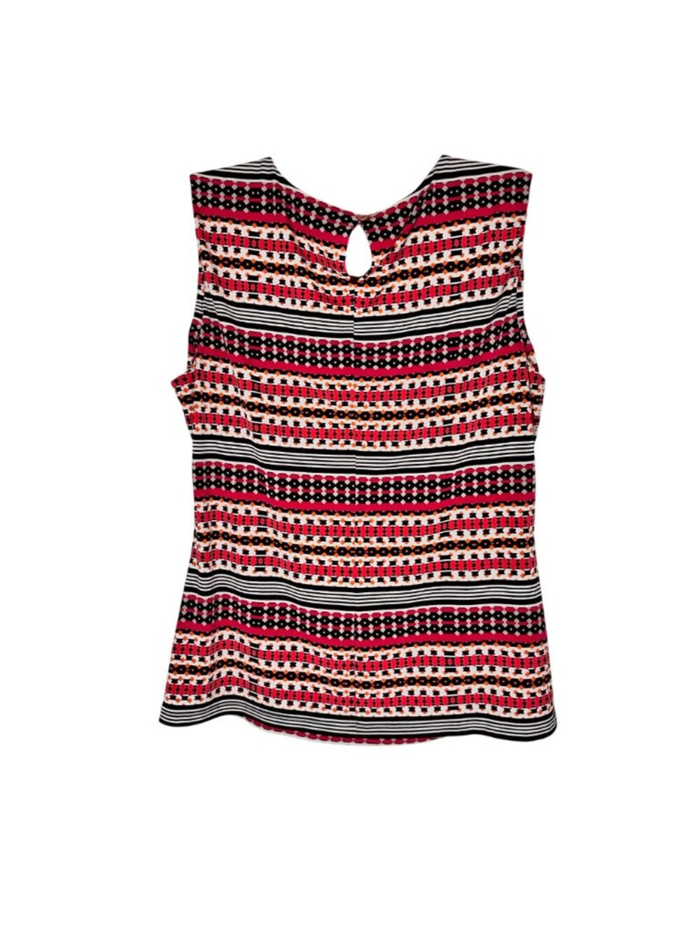 Calvin Klein Womens LG Striped Sleeveless Top Multicolor Pleated Neckline Beachy - Picture 3 of 8